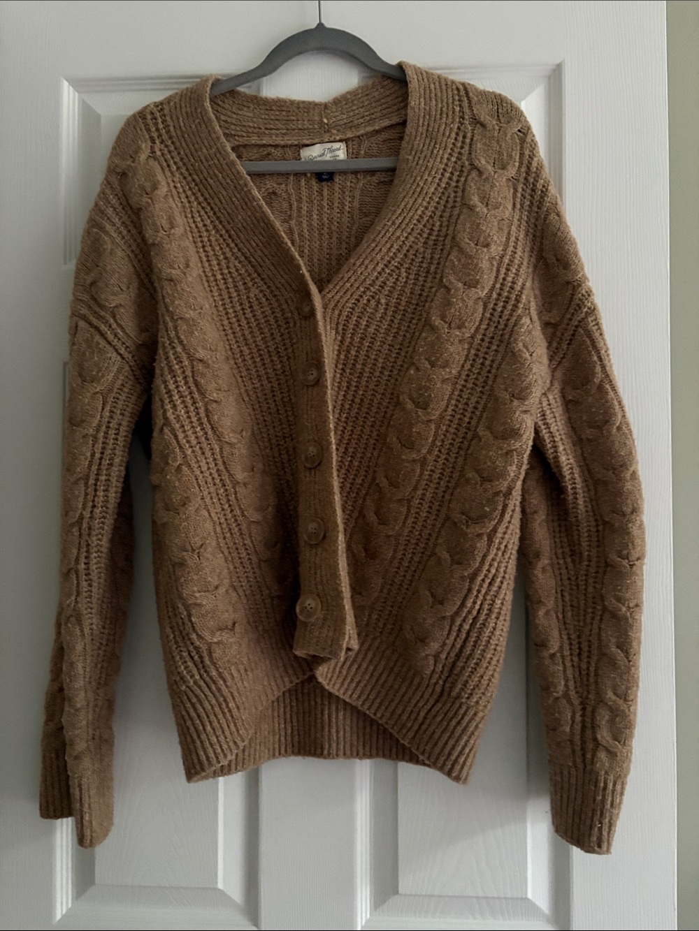 Universal Thread Oversized Cable Knit Button-Front Cardigan - Beige Neutral